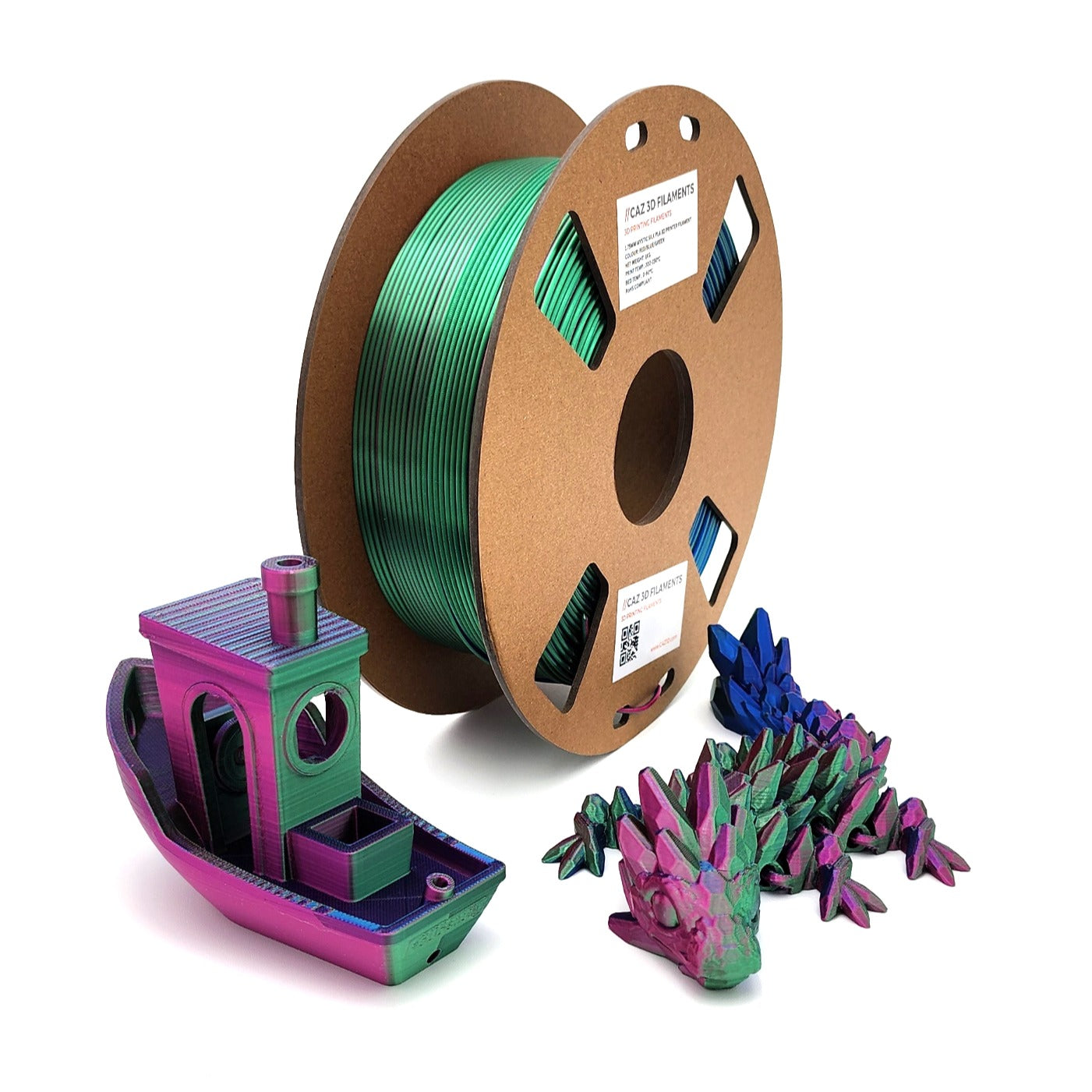 CAZ Filament Tri Colour Red/Blue/Green Silk PLA  - 1.75mm (1kg) image 1