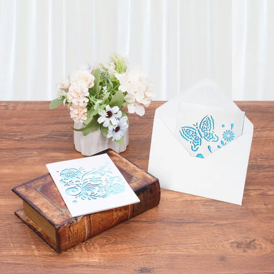 Pearlescent White Greeting Card Set (2pcs) - YE004