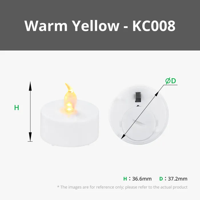 LED Flame Tea Light Candle Set Warm Yellow (12pcs) - B-KC008
