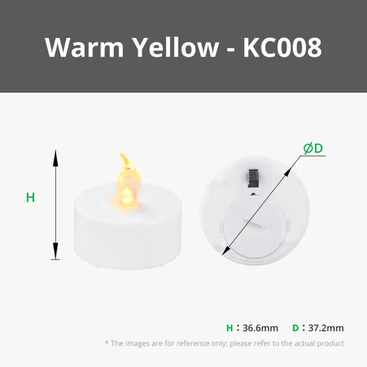 LED Flame Tea Light Candle Set Warm Yellow (12pcs) - B-KC008