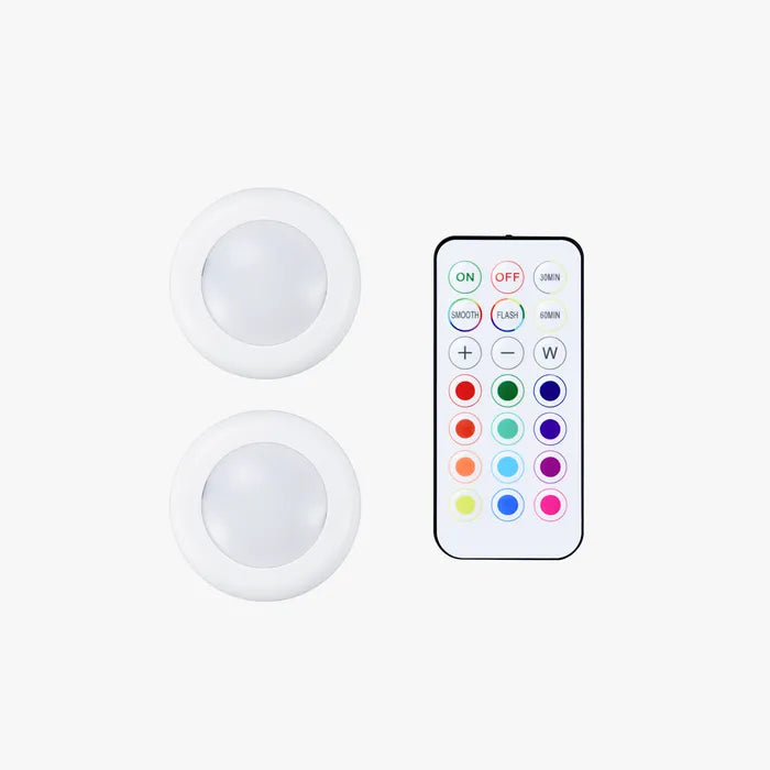 Remote Controlled 16-color RGBW Puck Lights - KC007
